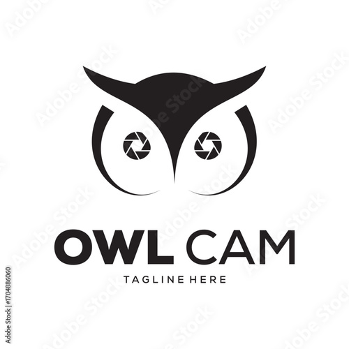 Owl Logo Vector Camera Lens Micro Stock Vector 