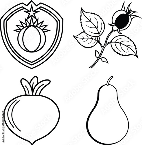 Set of different types of fresh fruits, isolated on a white background
