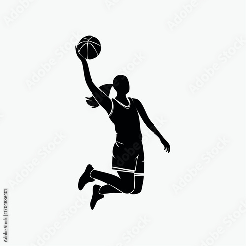 Vector illustration of basketball player making a jump shot
