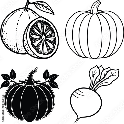 Set of different types of fresh fruits, isolated on a white background
