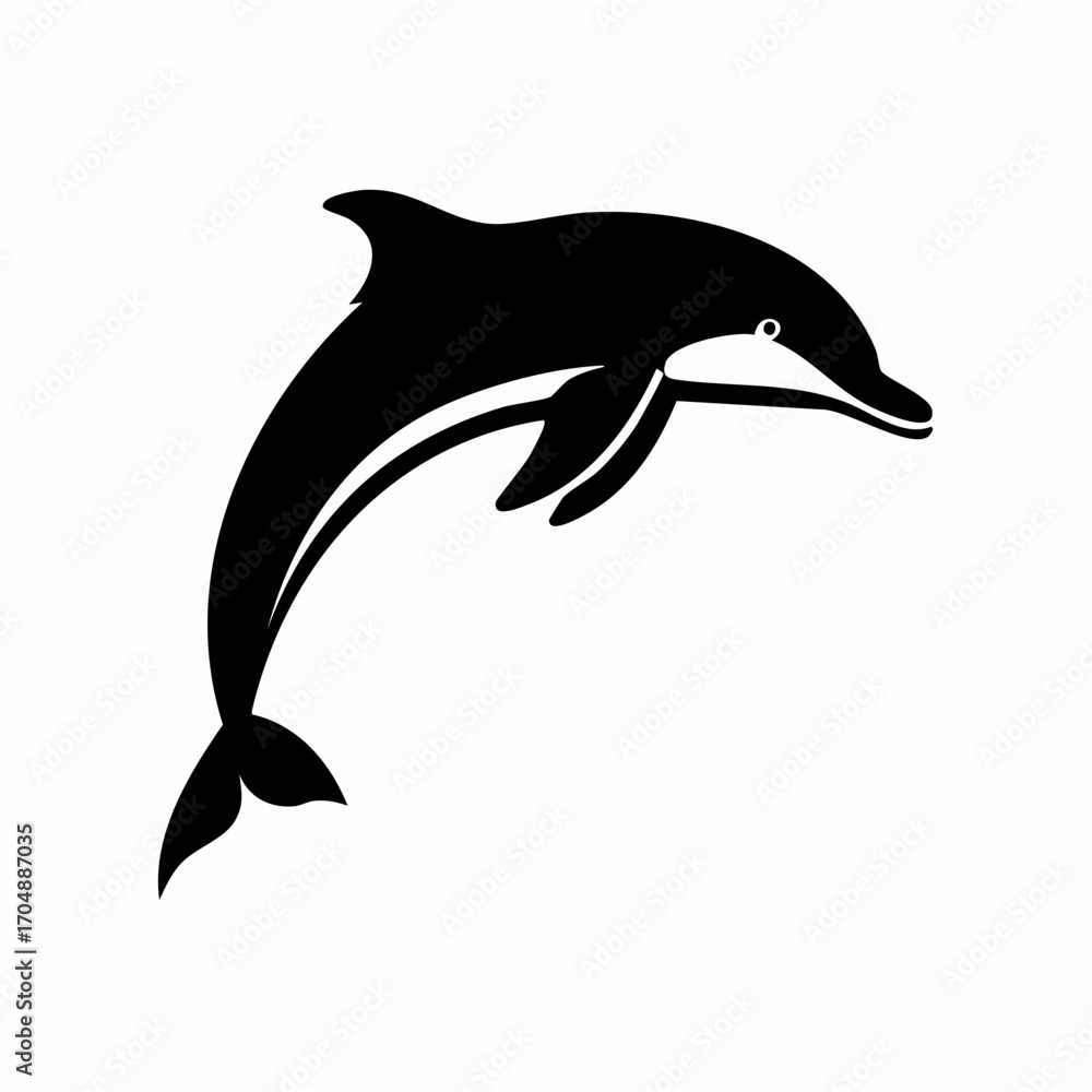 Fototapeta premium Vector illustration of dolphin jumping gracefully out of water 
