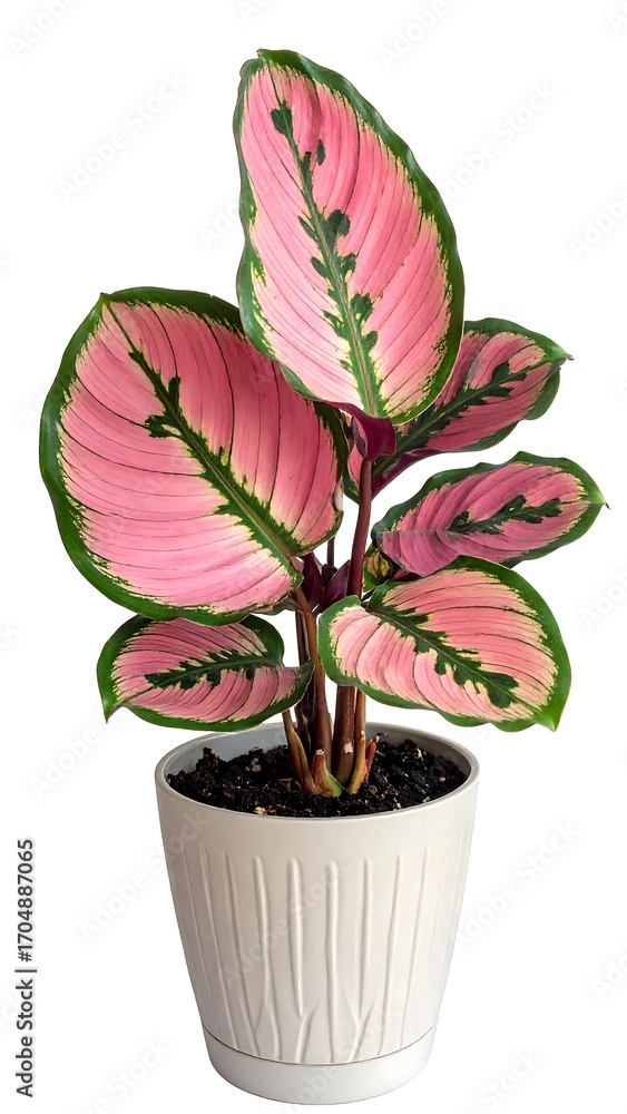 Fototapeta premium Pink Caladium Plant in a Pot