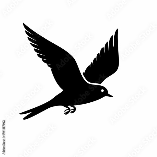 Vector illustration of bird in flight side view with open wings
