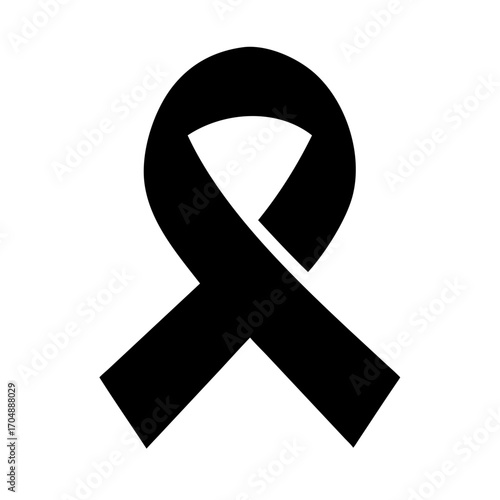 Black Awareness Ribbon Vector Illustration Symbol of Support and Awareness
