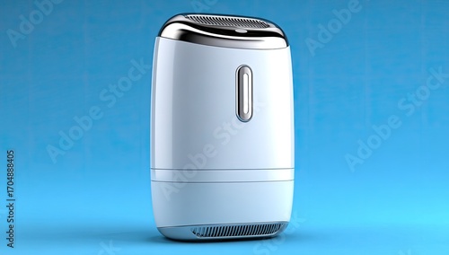 Sleek, light-blue device with chrome accents