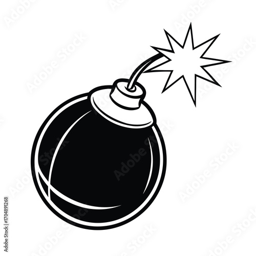 retro bomb vector drawing on white background 