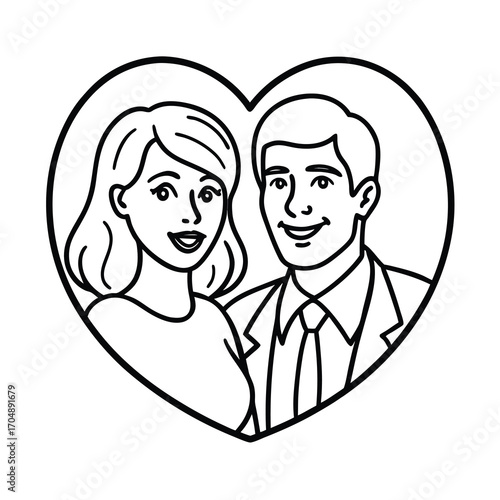 romantic couple line art vector illustration man 