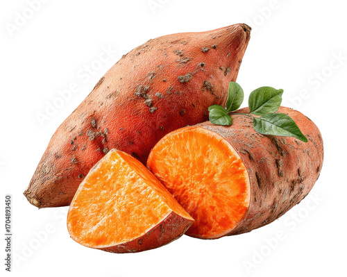 Harvesting sweet potatoes in a farm fresh produce natural isolated on transparent background