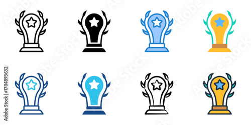 Award ceremony icon set multiple style collection 
