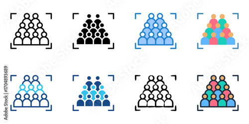 Class photo icon set multiple style collection 
