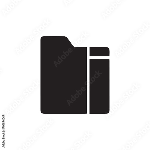 This vector folder icon illustrates a clean silhouette with a paper detail inside, representing digital storage and organization. Perfect for user interfaces, websites, presentations, or any graphic d