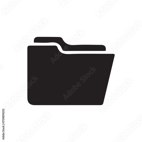 This vector folder icon illustrates a clean silhouette with a paper detail inside, representing digital storage and organization. Perfect for user interfaces, websites, presentations, or any graphic d