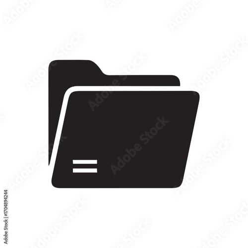 This vector folder icon illustrates a clean silhouette with a paper detail inside, representing digital storage and organization. Perfect for user interfaces, websites, presentations, or any graphic d