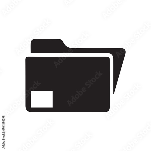 This vector folder icon illustrates a clean silhouette with a paper detail inside, representing digital storage and organization. Perfect for user interfaces, websites, presentations, or any graphic d