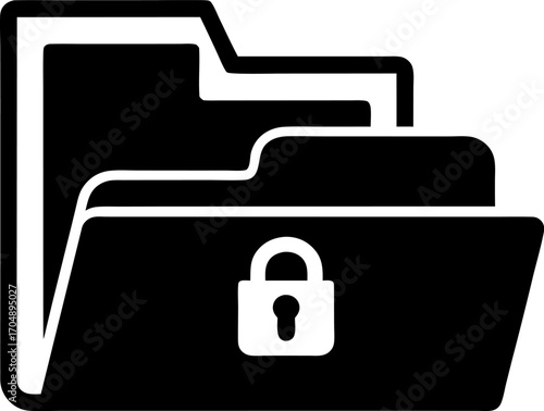 Silhouette Vector Illustration of a Folder with Lock Icon