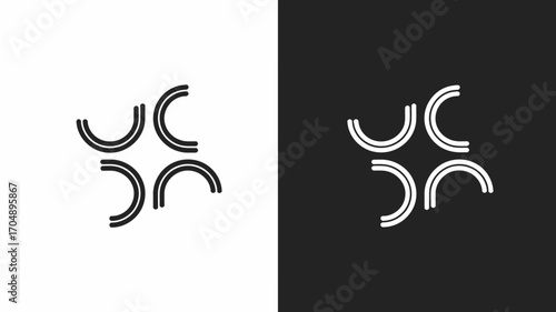 Abstract Geometric Symbol on Black and White Backgrounds