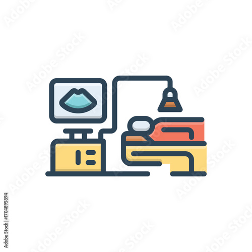 Color illustration icon for ultrasound examination