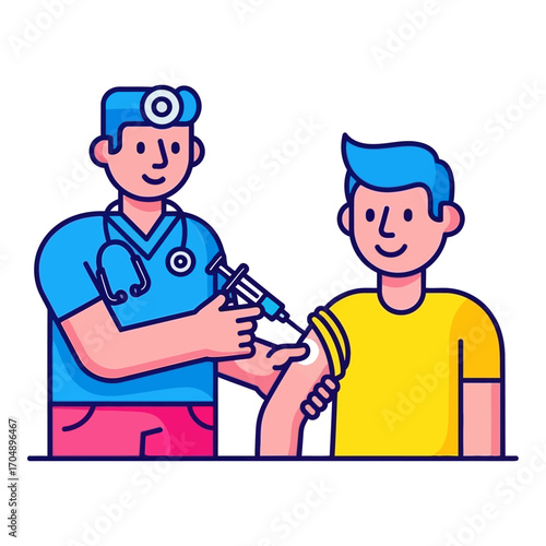 Healthcare Immunization Icon - Doctor Giving Vaccination Injection