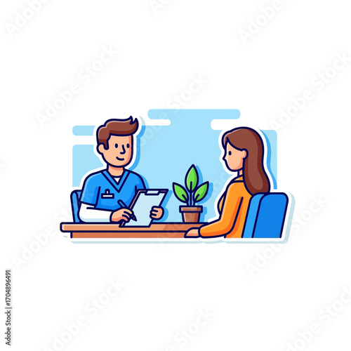 Doctor Consultation Icon – Flat Design Cartoon Vector