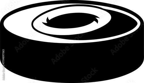 Silhouette Vector Illustration of a Simple Sushi Roll