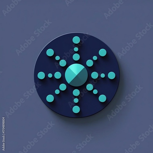 Abstract Geometric Design with Circular Elements in a Dark Blue Hue