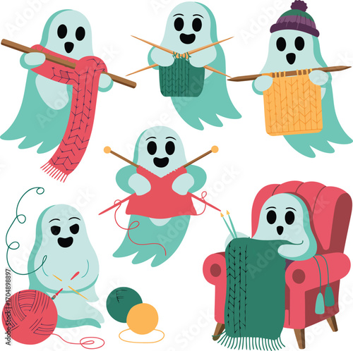 Adorable ghosts knitting and crafting cozy items yarn needles