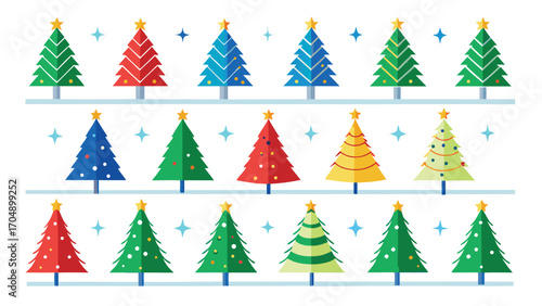 Set of Christmas Tree. Christmas tree vector isolated on transparent background