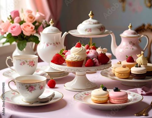 Wallpaper Mural Elegant pink tea party spread Torontodigital.ca