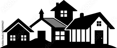 Silhouette Vector Illustration with Simple Village Houses