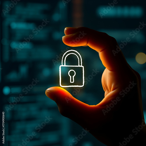 Conceptual hand writing showing photo. Concept meaning defined as produced by light, image taken with the help of light. Graphics padlock for web data security application system