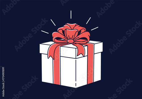 A delightful surprise gift wrapped with a bright red ribbon.