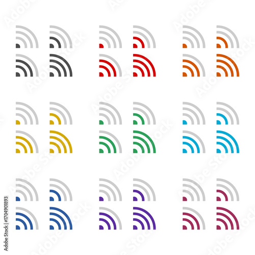 WiFi signal strength icon isolated on white background. Set icons colorful