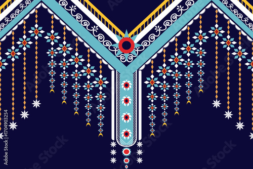 Geometric traditional ethnic pattern. Necklace flower jewelry.