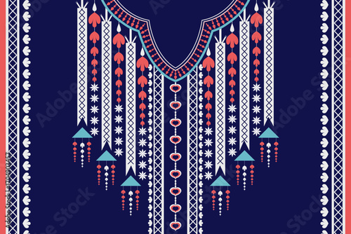 Geometric traditional ethnic pattern. Necklace flower jewelry.