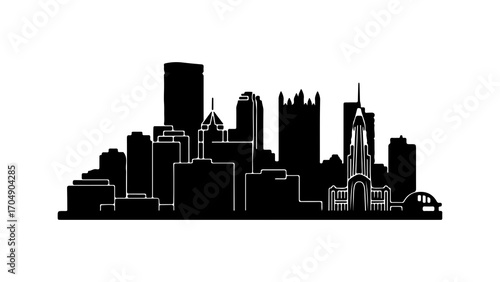 City skyline silhouette with transparent background