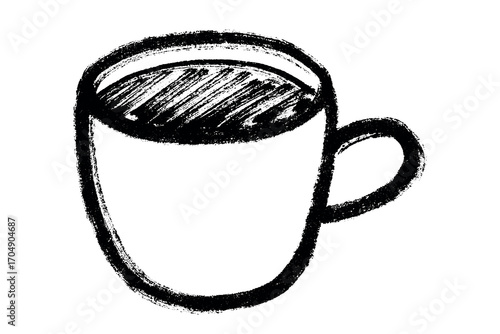 Cute cup of tea or coffee illustration Simple mug clipart Cozy home doodle Single element for design