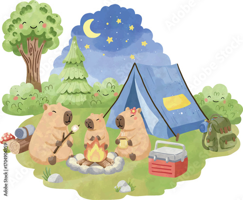 Capybara family camping 1.eps