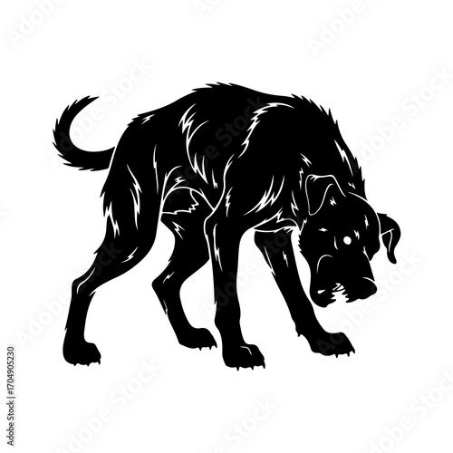 Aggressive dog silhouette with transparent background