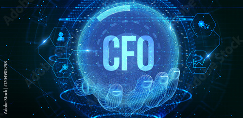 Fototapeta Naklejka Na Ścianę i Meble -  CFO - digital technology concept. Business, Technology, Internet and network concept. 3d illustration