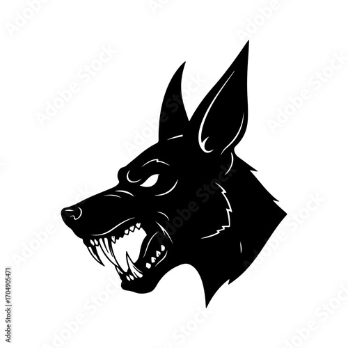 Aggressive wolf head with transparent background