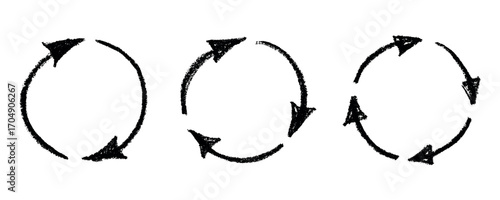 Set of hand drawn recycle arrow icon Recycling resources symbol Reuse of materials, zero waste, green environment, saving the planet