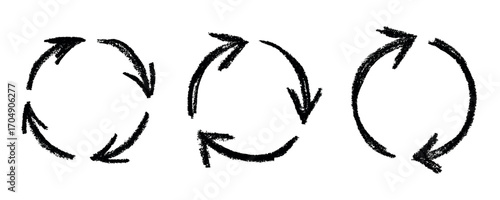 Set of hand drawn recycle arrow icon Recycling resources symbol Reuse of materials, zero waste, green environment, saving the planet
