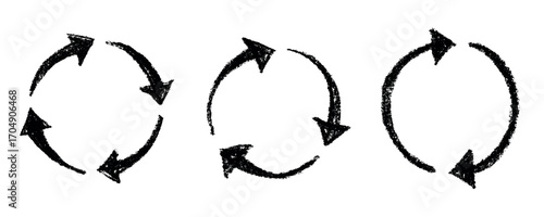 Set of hand drawn recycle arrow icon Recycling resources symbol Reuse of materials, zero waste, green environment, saving the planet