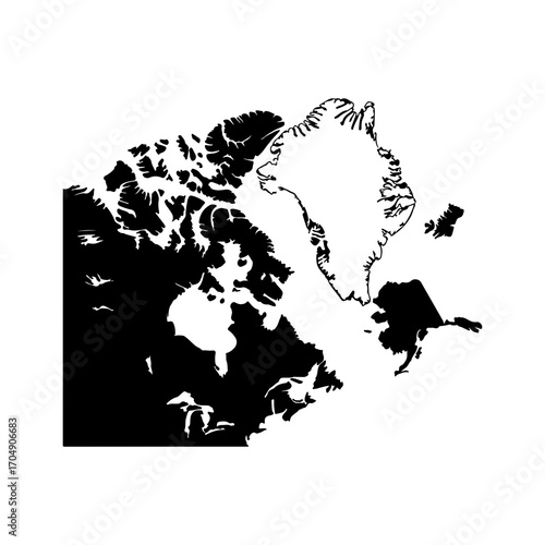Arctic regions map with transparent background
