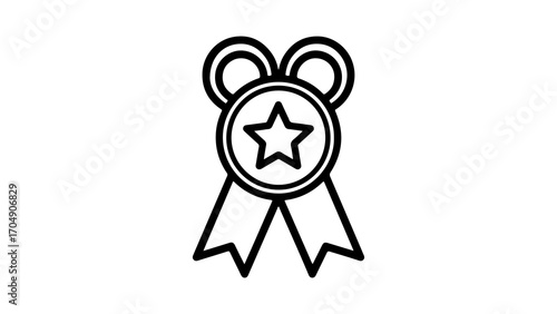 Award badge with star and ribbons with transparent background