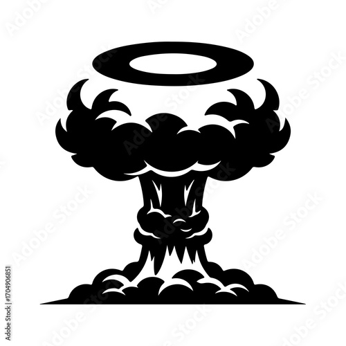 Atomic explosion with halo with transparent background