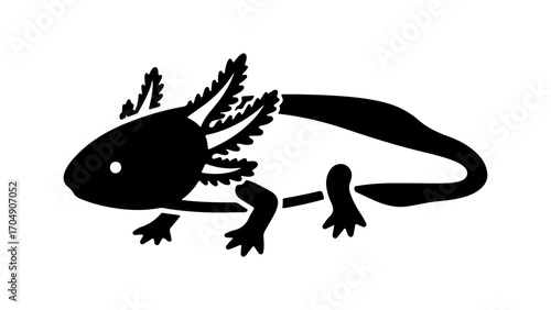 Axolotl amphibian with transparent background