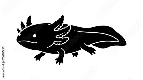 Axolotl silhouette with transparent background