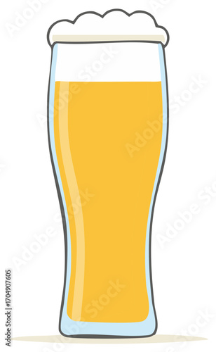 Refreshing Golden Beer Pint Glass with Foamy Head Minimalist Illustration