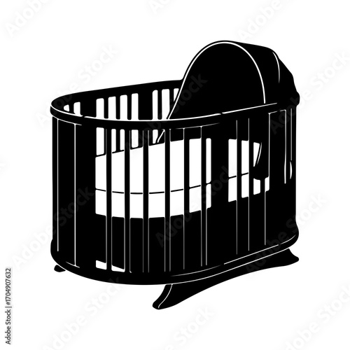 Baby crib with transparent background